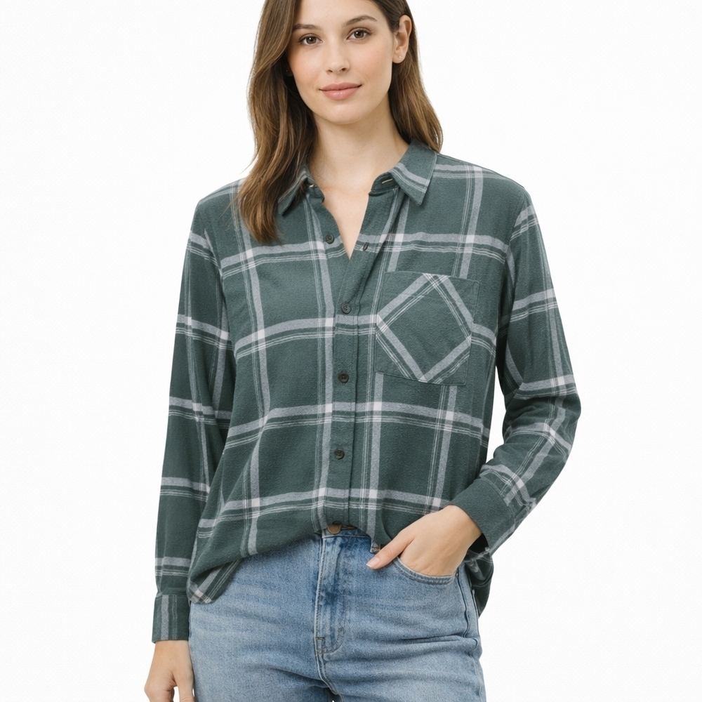 ​NWT Joie Green Plaid Button Down Shirt Size Small -Heritage Chic Cottagecore